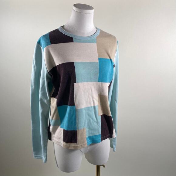 Vintage blue and white patchwork long sleeve - Picture 1 of 4